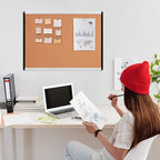 Amazon Basics Cork Bulletin Board, 23" x 17", Lightweight, Easy to Mount, Aluminum/Plastic Frame