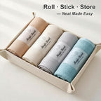 12 Pack Self-Adhesive Clothes Organizer Straps, Reusable Clothing Storage Bands for Shirts & Towels, Fabric-Safe Closet Organizer Straps for Drawer & Luggage Packing (Small)