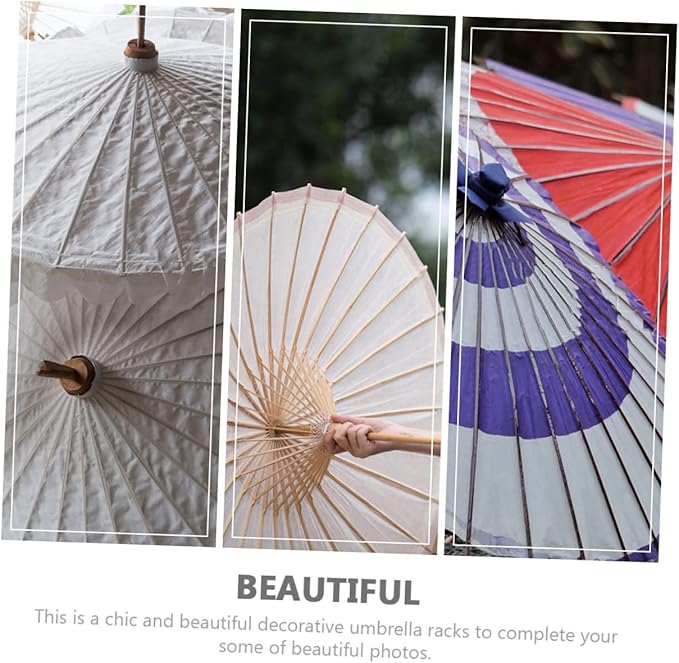 Cabilock Handmade Wooden Umbrella Frame Oil Paper Umbrella Stand Decorative Rack for Home Party Stage Diy Project Random Color