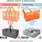 BALEINE 6-Pack Oversized Moving Bags with Reinforced Handles, Heavy-Duty Storage Tote for Clothes, Moving Supplies (Orange, 6-Pack)