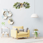 Artificial Eucalyptus Swag with Daisy Flower 25.6in Greenery Swag with Bow and Flocking Leaves Berries Farmhouse Decorative Swag for Home Wedding Wall Door Decor