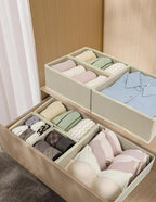 12 Pack Drawer Organizer Clothes, Foldable Fabric Dresser Organizer Closet Organizers and Storage Box for Underwear,Folded Clothes,Baby Clothing,Socks,Bra,Towels,Ties(12 Pack,Beige)