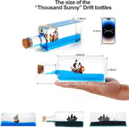 Unsinkable Boat One Thousand Pirate Ship Piece Model Sunny Ornaments in a Bottle Box Acrylic Cruise Ship Fluid Drift Paperweight Desk for Decoration Boys Girls Gifts (Blue-b)