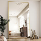 BEAUTYPEAK 77"x38" Rectangle Full Body Floor Mirrors, Full Length Mirror Hanging or Leaning, Aluminum Alloy Frame Wall Mirror for Bedroom, Dressing Room, Gold
