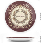 250th Anniversary Decorative Plates 10 Inch Vintage Patriotic Decorations Commemorative Plates with Stand Independence Day 4th of July Semiquincentennial Home & Office Decor