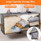 90L Under Bed Storage Containers,4-Pack Closet Organizers and Storage Bins,for Organization and Storage Clothes, Shoes, Blankets & Pillows,Visible Transparent Top Storage Bins with Lids, Grey