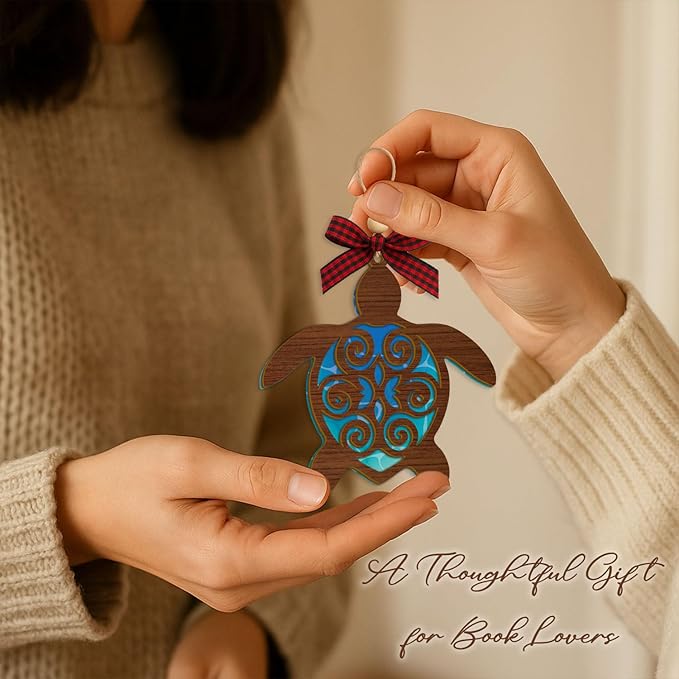 Turtle Christmas Ornaments 2025, Unique Turtle Xmas Gifts for Neighbors, Friends, Family, Turtle Gifts for Women, 3D Effect Flat Ornaments and 2 Layer