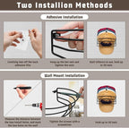 Hat Organizer for Baseball Caps, 2-Pack Black Metal Hat Rack for Wall Door, Adhesive/Wall Mounted Hat Storage Holder Small Closet Organizers and Storage Solution Ideas