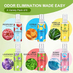 6 Pack Toilet Spray, 6-Scent Bathroom Spray, Freshener Deodorizer for Home, Bathroom Odor Eliminator with Essential Oil, Up to 400 Uses, Travel Essentials Portable Air Freshener (Each 1.01Fl Oz)