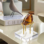 Hipiwe Acrylic Display Stand - Three Metal Peg Display Easel with Acrylic Base for Sphere Crystal Ball Mineral Geodes Rock Agate Small Collectibles Home Decor,Gold,Large