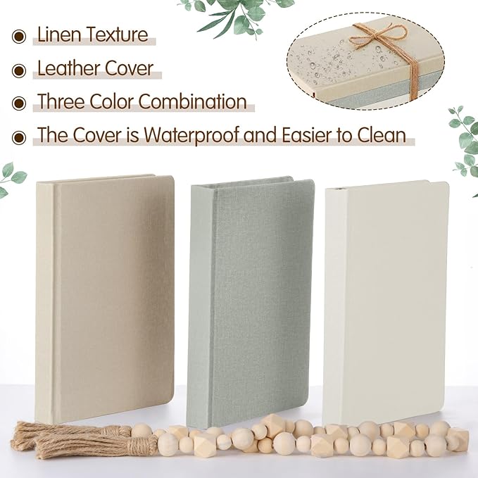 Feifeiya 3 Pieces Faux Decorative Books Set for Home Decor Fake Book for Shelves Coffee Table Stacked Linen Covered Display Notebook with Wood Bead Bookend Gift for Living Room(Light Green)