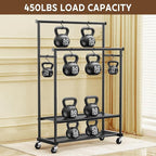 Rolling Clothes Rack with Doule Rod for Hanging, Heavy Duty Metal Garment Rack Load 450 LBS with Lockable Wheel, Free Standng Clothing Rack with 2 Shelves and Side Hooks for Home Commercial, Black