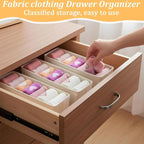 10 Pcs Mini Foldable Clothes Drawer Organizer, Fabric Drawer Organizer for Nursery, Small Drawers Fabric Organizers for Clothing, Sock Underwear Bra Belt Tie Scarves Drawers, Light Beige