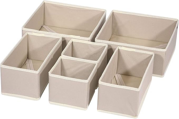 DIOMMELL 6 Pack Foldable Cloth Storage Box Closet Dresser Drawer Organizer Fabric Baskets Bins Containers Divider with Drawers for Clothes, Underwear, Bras, Socks, Lingerie, Clothing