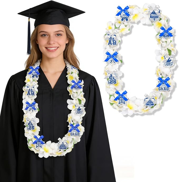 Leis for Graduation 2026, Artificial Flower Wreath with Cards Graduation Lays Gifts, Congrats Grad for High School