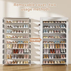 LANTEFUL Shoe Rack with Covers 10 Tier Tall Shoe Rack Organizer Large Capacity Shoe Shelf Storage 40 Pairs Space Saving Free Standing Shoe Storage Organizer for Closet, Entryway, Dorm, White