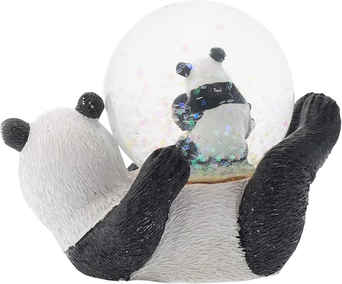Elanze Designs Panda Bear Mommy and Cub Magical Whimsical Tabletop Dresser Nightstand Figurine Miniature 45MM Sturdy Polyresin Glitter Water Snow Globe Decoration