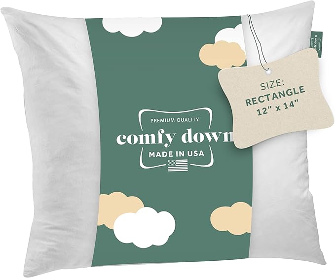 ComfyDown Decorative Throw Pillow Insert, Down and Feather Fill, 100% Cotton Cover, 233 Thread Count - Made in USA (12 X 14)