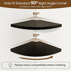 Fun Memories Corner Shelf Wall Mount, Solid Oak Wood Floating Corner Shelves with Cable Hole, 8.5in Rustic Design for Bedroom, Bathroom, Kitchen, Living Room (Black, 1 Pack)