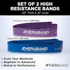 THERABAND High Resistance Bands, Set of 2 Elastic Super Bands for Improving Flexibility, Injury Rehab, & Full Body Workouts, Stretch Bands for Lifting, 1 Light & 1 Medium Band, Multi