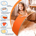 Wooden Wobble Balance Board for Kids, Balance Beam Rocker Board for Toddlers Adults, Montessori Waldorf Learning Toys for Yoga Exercise