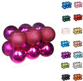 Emopeak 12Pcs Christmas Balls Ornaments for Xmas Christmas Tree - 4 Style Shatterproof Christmas Tree Decorations Hanging Ball for Holiday Wedding Party Decoration (Rose Red, 3.2"/8CM)