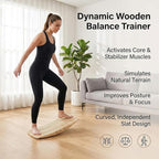 Balance Board Trainer for Standing Desk, Wooden Wobble Rocker Board for Core Strength Training, Office Balance Board for Home Fitness & Stability