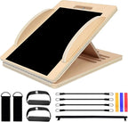 Versatile Wooden Slant Board, Convertible to Balance & Pilates Board, Adjustable Angles, Includes Full Pilates Kit, Supports Up to 360lbs, Calf Stretch, Squats, Knee, Ankle, Heel & Leg Training