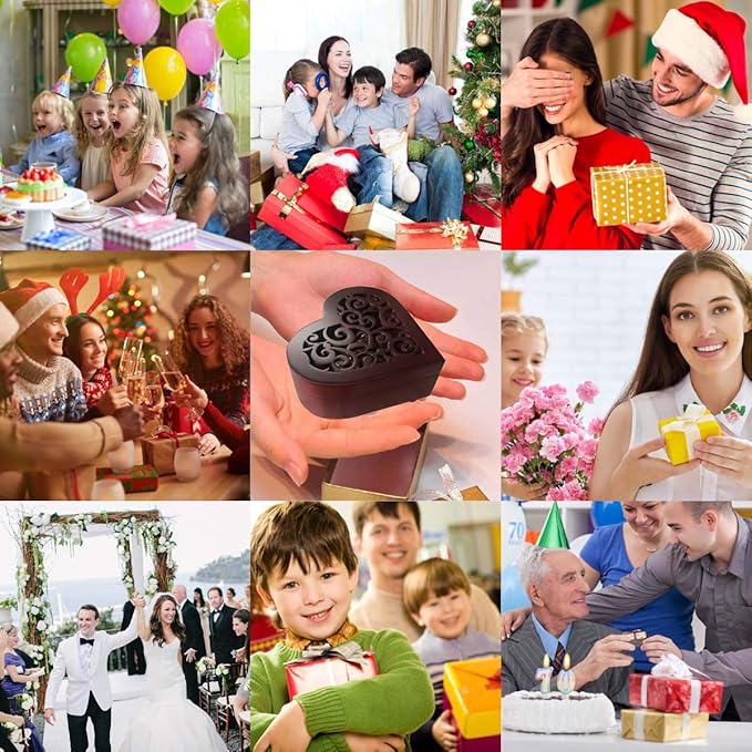 Pursuestar Fur Elise Wind Up Music Box, Heart Shaped Vintage Wood Carved Mechanism Musical Gift for Lover Girlfriend Wife Husband Valentine's Day Mother's Day Christmas Anniversary