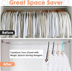 Magic Clothes Hangers Space Saving, Premium Closet Organizers and Storage, Sturdy Plastic Cascading Hanger with 360° Swivel Hooks for 20 Heavy Clothes, College Dorm Room Essentials for Girls, 4 Pack