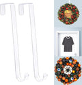 Emopeak 15 Inch Clear Wreath Hangers for Front Door - 2 Pack, Non Scratch Over The Door Hooks Wreath-Door-Hanger Sturdy Over The Door Hooks for Easter Halloween Christmas Decoration