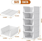 Neprock Clothes Organizers and Storage, 5 Pack Stackable Plastic Bins, Foldable Closet Organizers Drawers for Clothing storage (5L)（White）