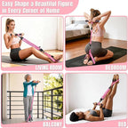 Upgraded Multifunction Pedal Resistance Band with Handle, 3 Tube Adjustable Resistance Bands for Abdomen, Waist, Arm, Core/ABS, Leg Workout - Sit Up Exercise Equipment for Women