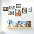 15 Pack Picture Frames Collage Wall Decor, Black Frame Set with 3pcs 8x10, 6pcs 5x7, 6pcs 4x6 for Gallery Display, Wall Mounting & Tabletop, Bulk Photo Frames for Living Room Decor