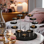 Round Acrylic Display Riser Stands, 12 Tier Jewelry Display Stands for Rings Earrings Mini Figurines 1 Pack(Black)