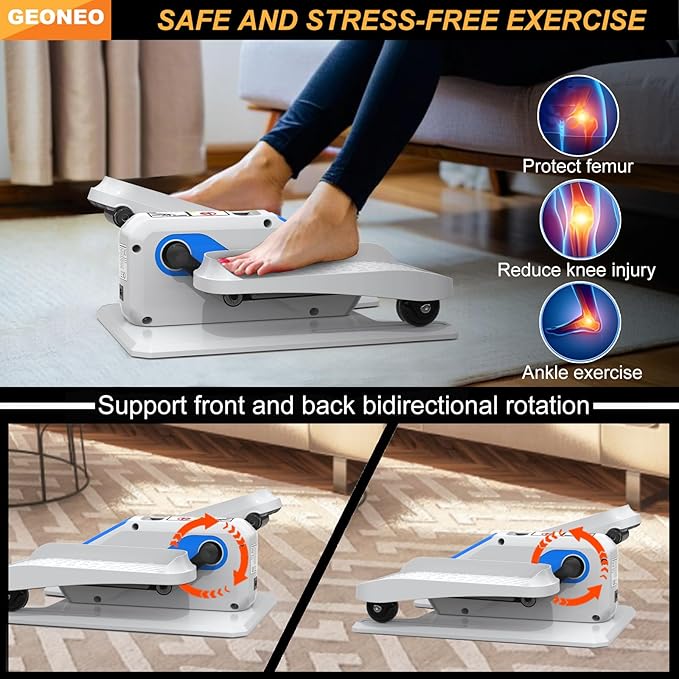 Under Desk Elliptical Machine, Electric Elliptical Exerciser for Senior, Quiet & Small Electric Seated Pedal Exerciser for Home with Display Monitor, Remote Control & 12 Adjustable Speeds