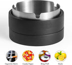 Cute Ashtrays for Cigarettes Ash Tray with Lid DDAJJAJ Wooden Ashtray with Stainless Steel Portable Decorative Ashtray Windproof Ashtray for Home,Patio,Office,Outdoors,Indoor,Parties (Black)