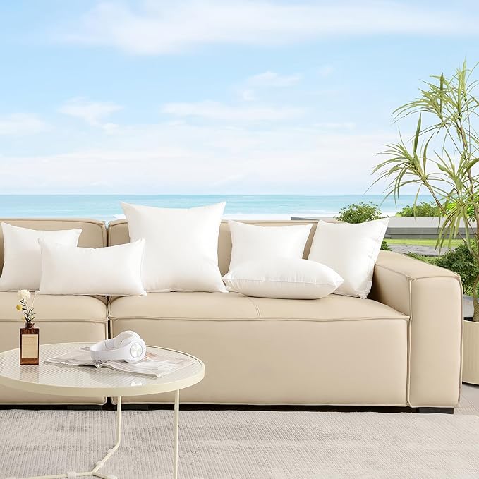 Oubonun 12x20 Outdoor Pillow Inserts (Pack of 4) - Square Waterproof Throw Pillow - Decorative Throw Pillows Insert for Couch Sofa Bed Patio Furniture - White Pillows