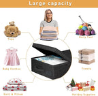 punemi Under The Bed Storage Containers 3 Pack, 6 Inch Tall Stackable Underbed Storage Bins With Handles, Closet Organizers and Storage Bins, Large Under Clothes Drawer Organizers Box For Crib, Black