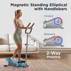JLL Elliptical Exercise Machine, Mini Elliptical Cross Trainer 2-in-1 Sit/Stand, 8-Level Magnetic Resistance, Compact Home & Office, LCD Monitor, Free Smart Fitness App, Transport Wheels