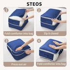 DIMJ Comforter Storage Bag 4 Pack - Blanket Storage Organizer Compression Bags, Large Capacity Ultra Space Saving Self Compression Organize for Bedding, Pillow, Duvet, Sheet Storage with Zipper Window