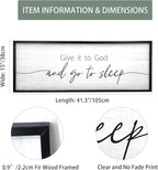 Give It to God and Go to Sleep Sign Framed Large 41''×15'' Above Bed Wall Decor for Bedroom Farmhouse Wall Decor Guest Room Decor Rustic Master Bedroom Wall Decoration Wood Wall Art (black frame)