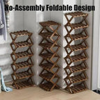 9 Tier Bamboo Shoe Rack, Foldable Shoe Rack, Shoe Rack, Ertical Shoe Organizer for Small Spaces, No Assembly Narrow Shoe Shelf for Entryway Closet Dorm (Yellow, 8 Layers)