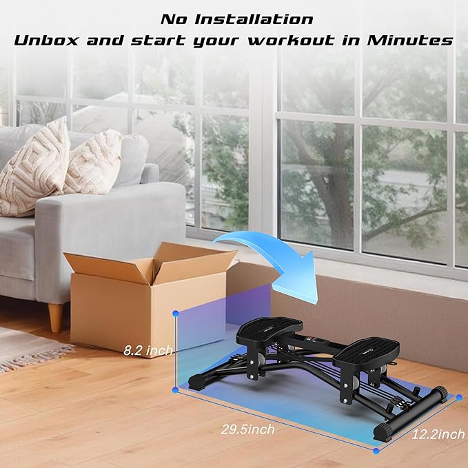 Ski Balancing Machine with Resistance Bands, Slide Steppers Full Body Cardio Workout Equipment, Twister Balance Board Equipped with LCD Monitor, 330LBS Capacity