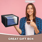 50 Pack Hat Boxes with Clear Window, Foldable Black Gift Boxes for Baseball Caps, Storage, Display and Shipping