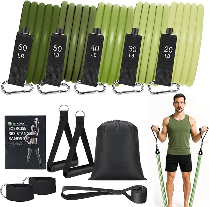 Exercise Resistance Bands with Handles for Working Out, 150/200/250/300 Lbs Workout Bands Set with Door Anchor for Physical Therapy, Yoga, Pilates
