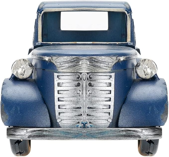 SOFFEE DESIGN 10in Collectible-Vehicles Classic Truck, Pick-up Model Iron Decorations, Collectible Figurine Desktop Car Wine Holder for Home Decor, Dark Blue