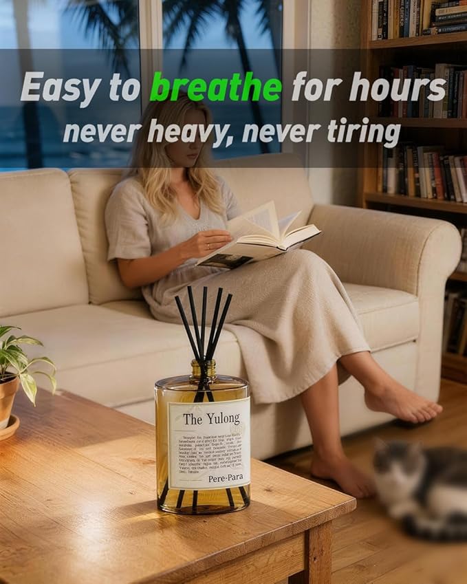 The Yulong Scent Reed Diffuser Refill Set 13.53 fl oz with 6 Sticks, 【Comfortable to Breathe】 Luxury Natural Long Lasting Home Fragrance Oil Air Freshener for Living Room and Office
