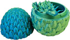 3D Printed Dragon Egg Articulating Gemstone Dragon Fidget Figurine - Vibrant Color Dragons Flexible ADHD, Autism and Anxiety Relief - Articulated Joints (Blue Yellow)