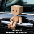 Whimsical Shaking Figurine, Wooden Man with Swappable Face Plates, Fun Kinetic Desk Decor for Office & Home, Engaging Gift for Coworkers & Friends